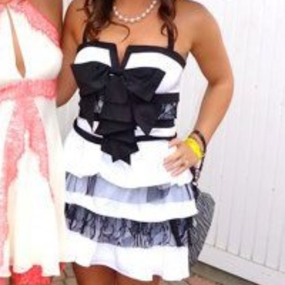 bebe Dresses & Skirts - Bebe black and white lace dress size small